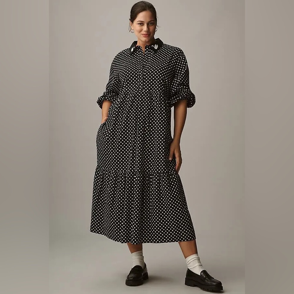 Anthropologie The Bettina Tiered Shirt Dress by Maeve